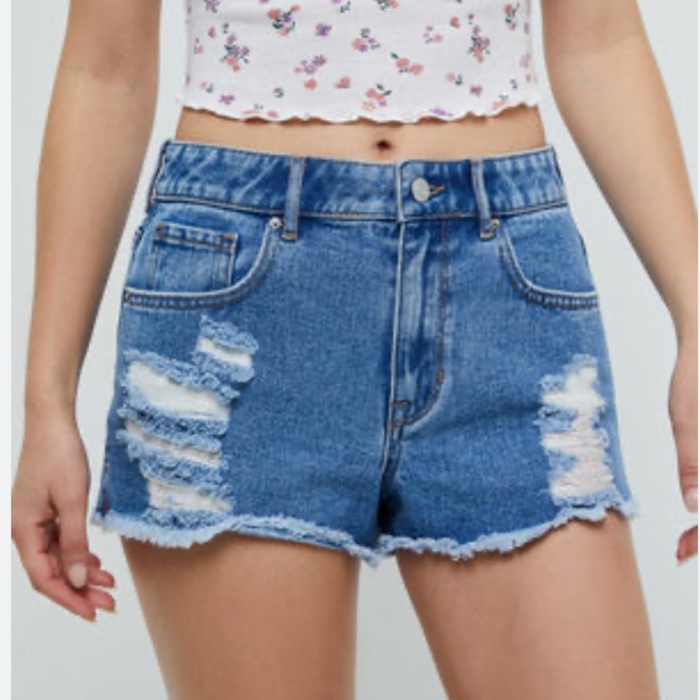 PACSUN HIGH RISE FESTIVAL DISTRESSED SHORTS